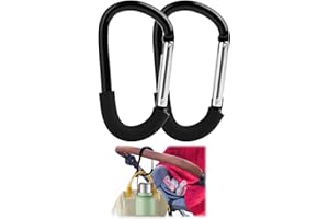 FOGBUSH Buggy Clips, 2Pcs Heavy Duty Pram Hooks Aluminum Pram Clips Large Pram Carabiner Clips Large Carabiner Hooks Baby Stroller Hook Bag Hook for Hanging Diaper Bag Shopping Bags