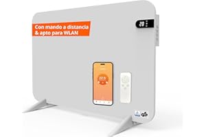Könighaus Calefactor infrarrojo dual inteligente de 450 W con control Wi-Fi a través de aplicación y mando a distancia, incluye patas para toallero y material de fijación Color: Blanco