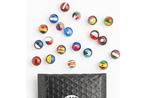 MARBLEFLAGS 30 Billes de Pays | Collection de Billes en Cristal avec Drapeaux de Pays | 3 Paquets de 10 Billes au Hasard