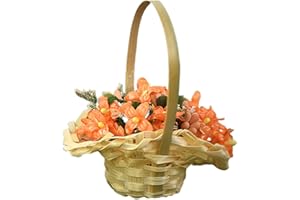 CGACCSD Cesto per fiori da ragazza, cestino pasquale con manico, cestino per fiori, cesto di fiori, piccolo vimini, cestino pasquale per ragazze di fiori, picnic, giardino, casa edile
