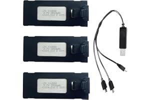 VBILUM Batería recargable de 3,7 V 1800 mAh para E88 E88PRO E99 E99PRO E525 P1 P5 K3 P15 P15PRO LS-S1S A88 Drone batería Quadcopter batería con cable de carga USB (3 unidades)