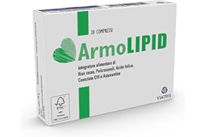 ARMOLIPID, Integratore Alimentare con riso Rosso, Policosanoli, Acido Folico, Coenzima Q10 e Astaxantina, 20 Compresse