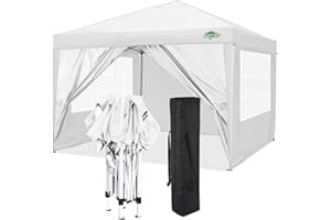 COBIZI Faltpavillon 3x3 Wasserdicht Stabil Pop Up Pavillon Faltbar 3x3 mit 4 Seitenwnden | Wasserdicht | UV-Schutz 50+ | Gartenpavillon Partyzelt für Garten Party Markt Picknick | inkl. Tasche(Weiß)