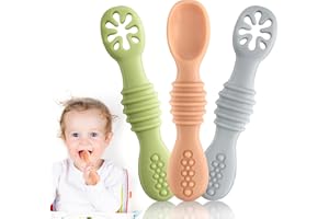 Annhao Baby-Löffel zum Lernen, 3 Stück, Silikon, Löffel für Babys 1. Alter, Training mit Klappfunktion für Anfänger + 6 Monate, Alter Baby