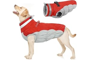 PUMYPOREITY Abrigo para Perros de Invierno, Chaqueta Impermeable Perro Cálida Chaleco Traje Anti-Nieve Ropa de Invierno con Forro Polar & Reflectantes Tiras para Perros Pequeños Medianos y Grandes(Rojo, L)