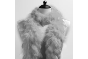 KOPPER-24 Feather Boa Feather Scarf, Approx. 180 cm Length, Made from Real Dyed Feathers - Perfect Costume Accessory, Charleston, 20s, Flapper, Carnival, Theme Party, Crafts, Decoration (Silver)