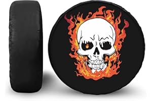 POLERO Car Spare Tire Cover with Skull Fire Print Vehicle Wheel Protectors Fits for 14-19 inch Wheel Tire Case