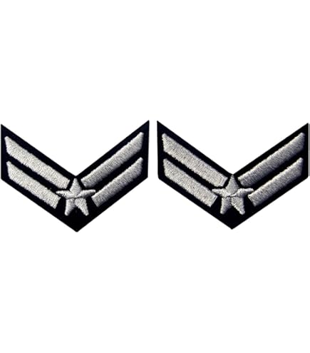 Écusson Thermocollant Insigne Chevron Aviateur Patch Armée Air Force Américaine Rang Sergent à Thermocoller Fer Repasser épaule Applique Brodé Aviation Chef Pilote à Coudre Vêtement Badge Army 5x5,3cm