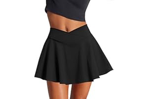 Coloquin Skorts for Women High Waisted Tennis Skirt Skort Skater Skirt Golf School Mini Short Skirt with Pocket Shorts