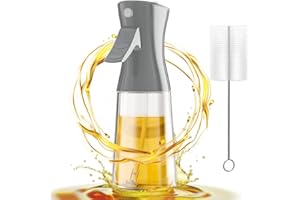 Leaflai Pulverizador Aceite Spray - 180ml Vidrio Spray Aceite Cocina con Cepillo, Vidrio Grueso, Rociador de Aceite Potente | Spray de Cocina Libre Bpa | Pesimista