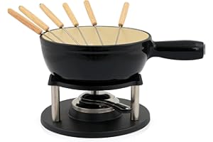 BBQ-Toro Gusseisen Fondue Set für 6 Personen | 2 Liter | Fondueset 9 teilig mit Brenner und Gabeln | Fondue-Set, Käsefondue S