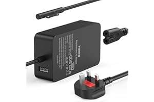 YISHIFD Surface Pro Charger, 65W Compatible with Microsoft Surface Pro 9/8/7/6/5/4/3/X, Laptop 4/3/2/1, Go 1/2/3, Book 3/2/1, USB Type A 2 Pin NA, 15V 4A Power Supply
