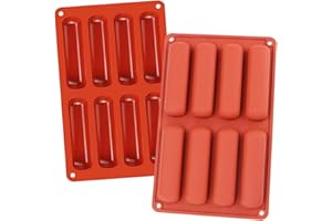 FLLIBERTÉ Moules à Barres, 2 Moules Barre de Céréales silicone à 8 Cavités, Compatibles avec Air Fryer Fours Micro-ondes Frigo, Moules pour Barres de Céréales Maison, Eclairs au Chocolat (Rouge Brique)