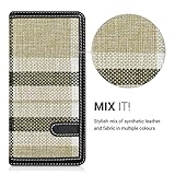 kwmobile Hülle für Huawei Nova - Bookstyle Case Handy Schutzhülle Textil mit Kunstleder - Klapphülle Cover Stoff Kariert Design Beige Weiß Schwarz - 