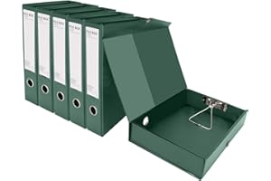 DONGLI Paquete de 6 A4 Caja de Archivo,PVC Cajas de Archivadores de Plástico Con clip,Lomo de 65 mm, para Oficina,Verde