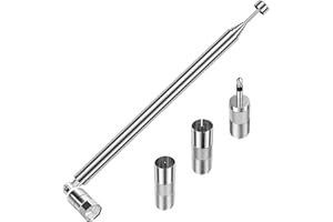 TUOLNK FM Aerial for Hifi,Dab Radio Aerial 75 Ohm Telescopic TV Antenna Indoor F Type Connector with 3pcs F to TV Type,F to 3.5mm Male Adapters for Mini System Radio