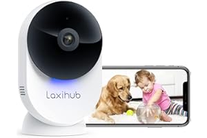 LAXIHUB Telecamera 2,4/5G WiFi Interno Videocamera Sorveglianza 1080P, Baby Video Monitor IP Camera per Bambini/Cane/Animali Domestici, Rilevamento AI, Audio a 2 Vie, Visione Notturna, Funziona Alexa