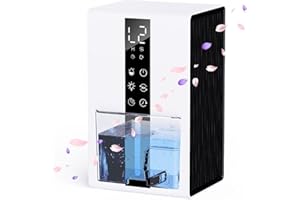 CURVAOP Deumidificatore Casa con 1800ml, Deumidificatore Casa Muffa con Modalità Sospensione e Timer 6-48 Ore, Controllo Umidità Auto (≥50% RH),Sbrinamento Auto & Spegnimento, Luci LED a 7 Colori(Versione I)