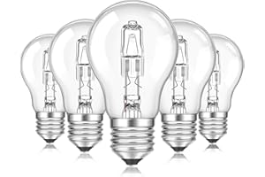 SCNNC Bombilla E27 A55 Regulable, AC220-240V Blanco Cálido 2700K, Transparente Tradicional Bombilla E27 Clasica para Lámpara de Techo, Candelabro, Lámpara de Pared, Paquete de 5