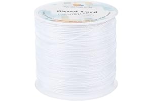 PH PANDAHALL PandaHall 106m 0.5mm Round Waxed Polyester Cord Thread Beading String French Blinds Cord for Bracelet Jewellery Making and Macrame Supplies Christmas Crafting, White