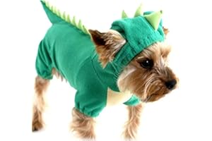 DELIFUR Dinosaur Dog Halloween Costume Pet Dino Hoodie for Small & Medium Dogs(Green, XL)