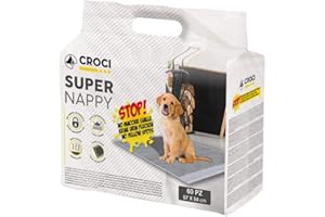 Croci Super Nappy - Alfombrilla Ultra Absorbente con carbón Activo, 57x54 cm, 60 Unidades