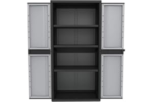 Kreher Armoire en plastique XXL avec 3 sols et portes verrouillables réglables. Dimensions en cm : 89,7 x 53,7 x 180 cm