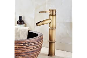 TINMAGI Badarmatur, Retro-Bronze-Waschtischarmatur, Heiß- und Kaltwasser-Einlocharmatur, geeignet für Innendurchmesser von 32 mm bis 40 mm