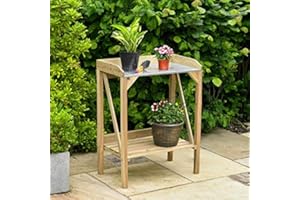 Unibos - Wooden Potting Planting Table Practical Working Decorative Bench Station Flower Garden Greenhouse