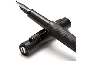 EROFA Pluma Estilográfica Bosque Negro Pluma de Caligrafía Fude de Punta Doblada, Diseño Clásico con Convertidor y Juego de Caja de Regalo de Metal de Hongdian