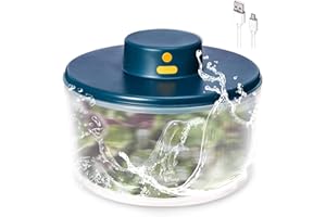 BORNKU Electric Salad Spinner 3L Automatic Lettuce Spinner USB Rechargeable Vegetable Cleaner and Dryer with BPA Free, Easy Water Drain System, Ease for Tastier Salads