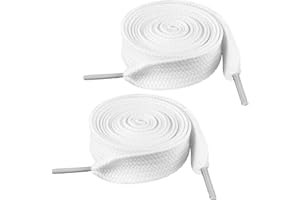 Ouligay 2 pary płaskich białych sznurowadeł do butów o szerokości 2 cm, 20 mm, białe sznurówki do butów, 119 cm, grube białe sznurowadła do trampek, długie sznurki do butów, dla mężczyzn i kobiet