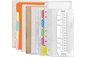 DY.2ten Set di ricariche per raccoglitori a 6 fori, formato A6, fogli a quadretti + carta a righe + carta kraft + fogli sfusi vuoti, 180 fogli/360 pagine (45 fogli di ogni tipo), tasche A6 con