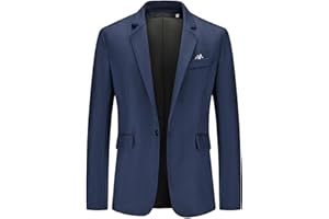 Generisch Sakko Chaqueta de traje deportiva para hombre, corte ajustado, para negocios, bodas, monocolor, manga larga, tiempo libre, chaqueta de traje con un botón