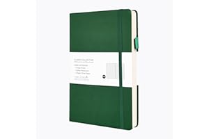 Fwilo Notebook A5 Lined Paper,100gsm A5 NoteBook Note Pad 160 Pages Journal Notebook Eye Protection Paper Diary PU Leather Notebook for School Office Artist Writing& Note Taking (Dark Green)