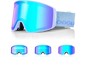 Odoland Occhiali da Sci Fotocromatici per Giornate Soleggiate e Nuvolose Maschera da Snowboard Cilindrici Antiappannamento Protezione UV400 Occhiali da Sci e Snowboard per Adulti Ragazzi Uomo Donna