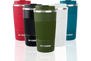 CS COSDDI Tazas de viaje aisladas con tapa a prueba de fugas, tazas de café reutilizables, taza de café para coche, taza térmica de acero inoxidable para agua caliente y fría y té de 510 ml (verde-A)