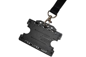 Lanyard with Card Holder, Black Double Sided for Two Badges, Thick 20mm Wide Black Lanyard with Plastic Card Holder, Safety Breakaway, BPA-Free, Recycled, Made in Britain - ALG ID Cards