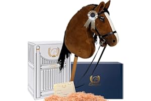 Ehrenpferd Hobby Horse Pferde Mädchen Geschenk -A3- Premium Steckenpferd & Hobby Horse Zubehör - Hobby Horse Pferde Spielzeug Set mit Stockpferd, Hobby Horse Trense & Hobby Horse Stall - Hazel