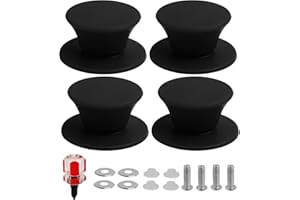 FunWorth Lot de 4 Poignées de Couvercle Casserole en Silicone, Boutons de Rechange Universels Résistants à la Chaleur Sans BPA Avec, vis et Joints en Acier Inoxydable (noir)
