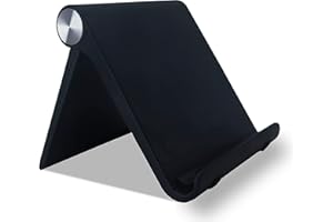 SANTER LABS Soporte Universal Reforzado Ajustable para Móvil Lector Libros Electrónico Tablet 4”-10.4” Multiángulo 0-100 Grados Diseño de Mesa Compatible con Apple (iPhone-iPad) Samsung Huawei Xiaomi (NEGRO)