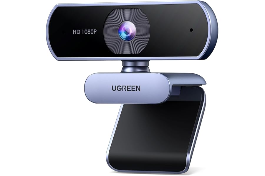 UGREEN Webcam for PC, Full HD 1080P/30fps Webcam for Laptop, Clear Stereo Audio Microphone, Auto Light Correction, 85° View Web Cam USB Camera for Live Streaming, Video Calling, Conferences, Switch 2