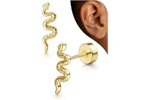 Adramata Boucle d'Oreille Argent 925 Femme Boucles d'Oreilles en CZ Opale Hypoallergénique Piercing Oreille Cartilage Helix Piercings Tragus Boucle d'Oreille Femme Argent/Or