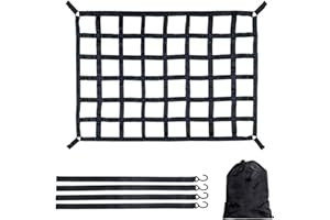 Facynde Frachtnetz für Anhänger | Frachtnetz für Pickup-Ladeflächendehnungen | Frachtnetz erstreckt Sich für LKW-Ladefläche, Pickup-Ladefläche, Anhänger, Kofferraum, mit 4 festen Gurten