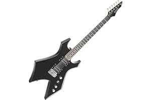 Rocktile Warhead E-Gitarra - Rocktile Heavy-Series - Cuerpo: Tilo - 2 Humbucker Pickups - 24 Trastes - Diapasón de madera dura seleccionada - Vintage String Thru Tremolo - Negro Brillante