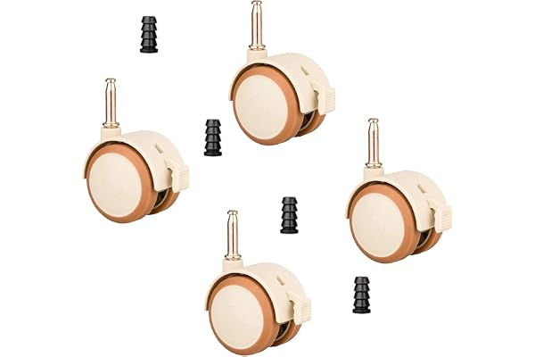 ZoeTekway 4 styrhjul för barnmöbler, set med hylsor, stift ca 6,5 mm, för spjälsäng, babyvagn med hjul, möbelhjul med broms, frigående, tyst lämplig
