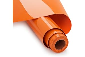 UIOK Vinile Termoadesivo per Tessuti Arancione, Termovinile per Tessuti 30.5 x 365.7cm Vinile Termoadesivo, HTV Rotolo Vinile Termico per Cricut Fai-da-te T-shirt, Altri Tessuti(Arancione)