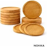 6 Adet D&uuml;z Model Yuvarlak Bambu Altlık, Fincan Tabağı, Bardak Altlığı 10 cm