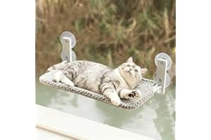 EDAGNY Cama para Gatos Ventana - Hamaca Ventana Gato con Plegable, 4 Ventosas y Cojín Extraíble Soporta 18kg