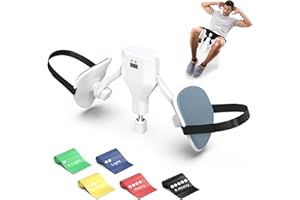 HSYFUNA Appareil d'entraînement pour Cuisses, Résistance Réglable 0-77 lbs, avec Compteur, avec Sangles Fixes pour Les Jambes, équipé de 5 Elastique Musculation, Entraîneur de Muscle Pelvien